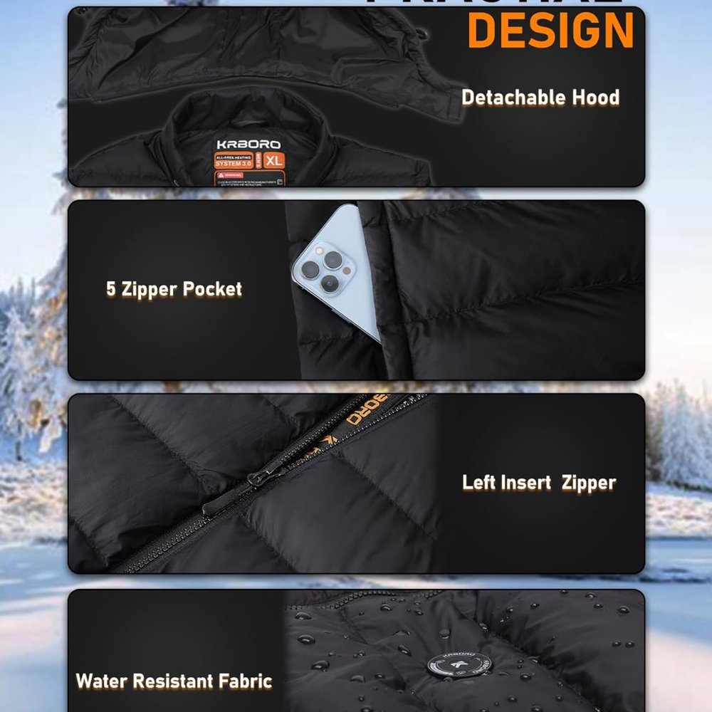 Heated Vest with 7.5-Hour Lifespan Rechargeable Battery Pack Included - Picture 4 of 12